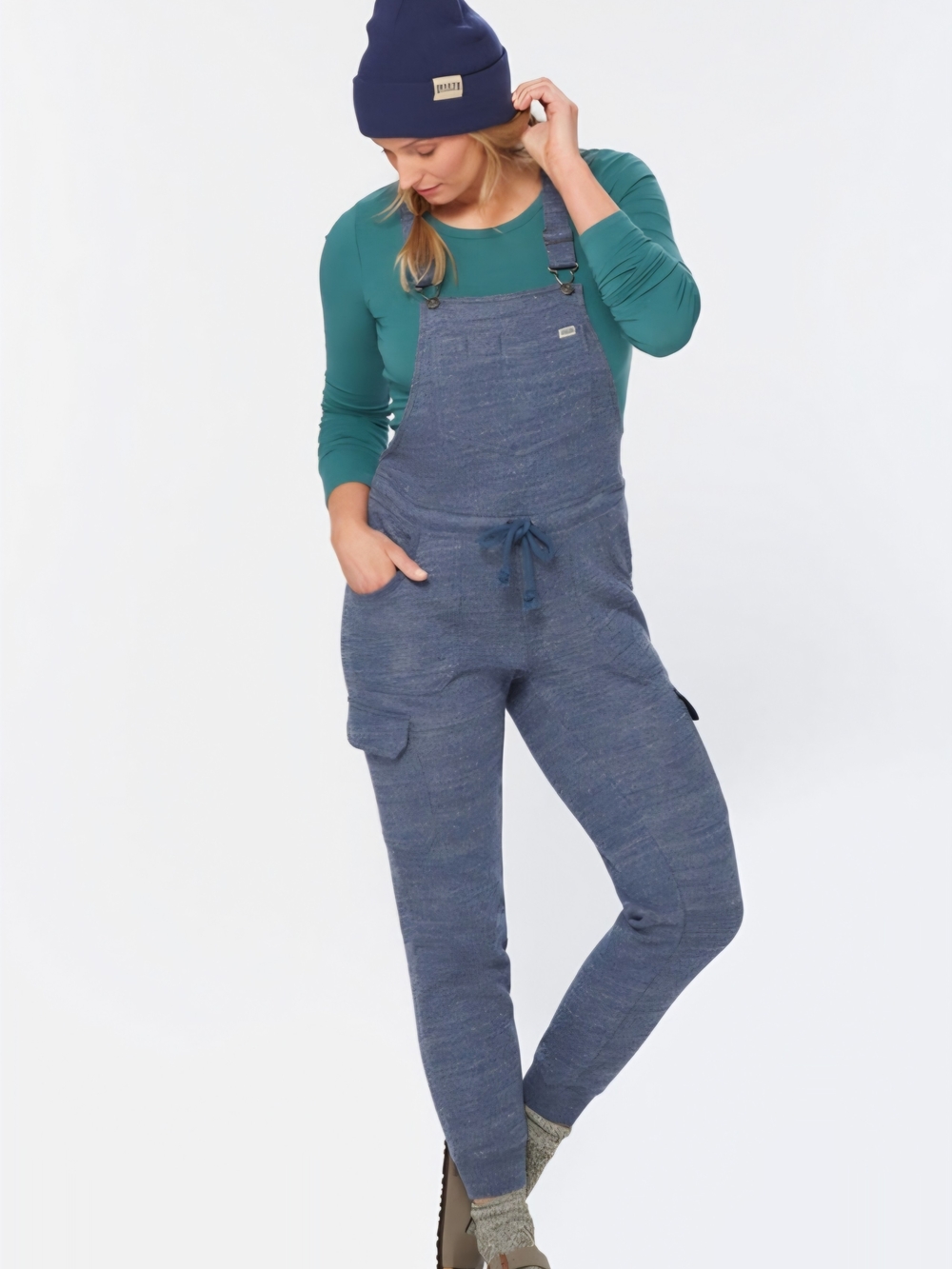Women’s Blue Heather Sweatshirt Overalls
